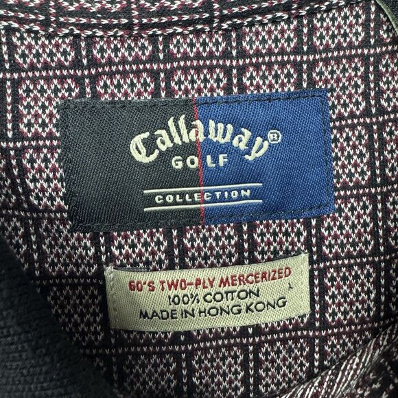 Vintage 90s Callaway Polo Shirt Men's Medium Red AOP Diamond Pattern Cotton Y2K - Picture 8 of 16